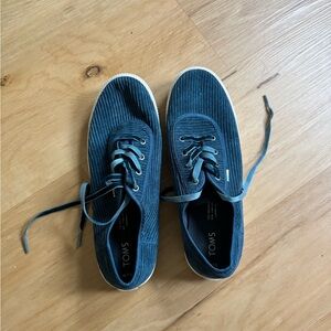 Toms Teal Corduroy Lace-up Flats